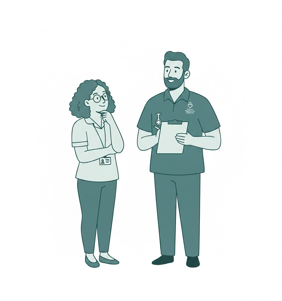 Care providers discussing client support